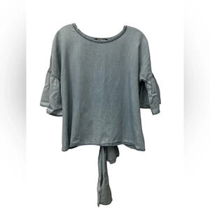 Express Chambray Bell Sleeve Tie Back Top New With Tags Size Small